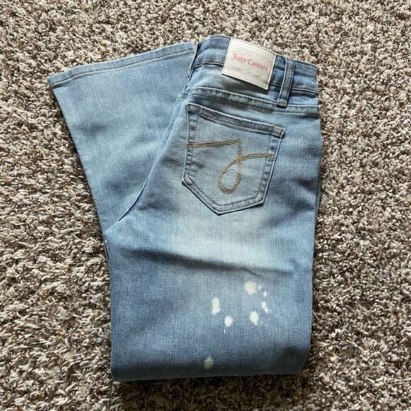 Juicy Couture Kids Mid Rise Cropped Kick Flare Jean Girls 12 Light Wash Denim - Picture 1 of 9